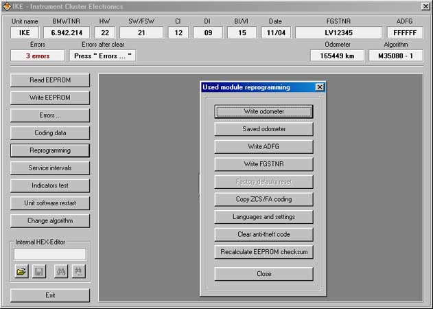 Скриншот диагностической программы BMW Scanner V1.4.0